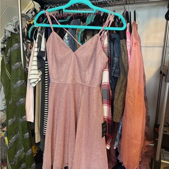 Lulu's Got You Glowing Light Sparkly Lace-Up Skater Dress - Picture 2 of 5